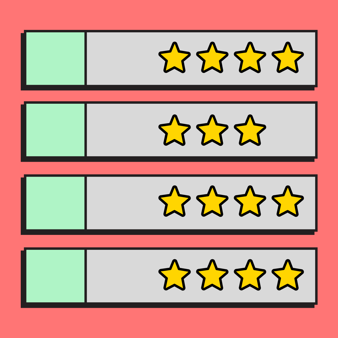 four rows of star grades