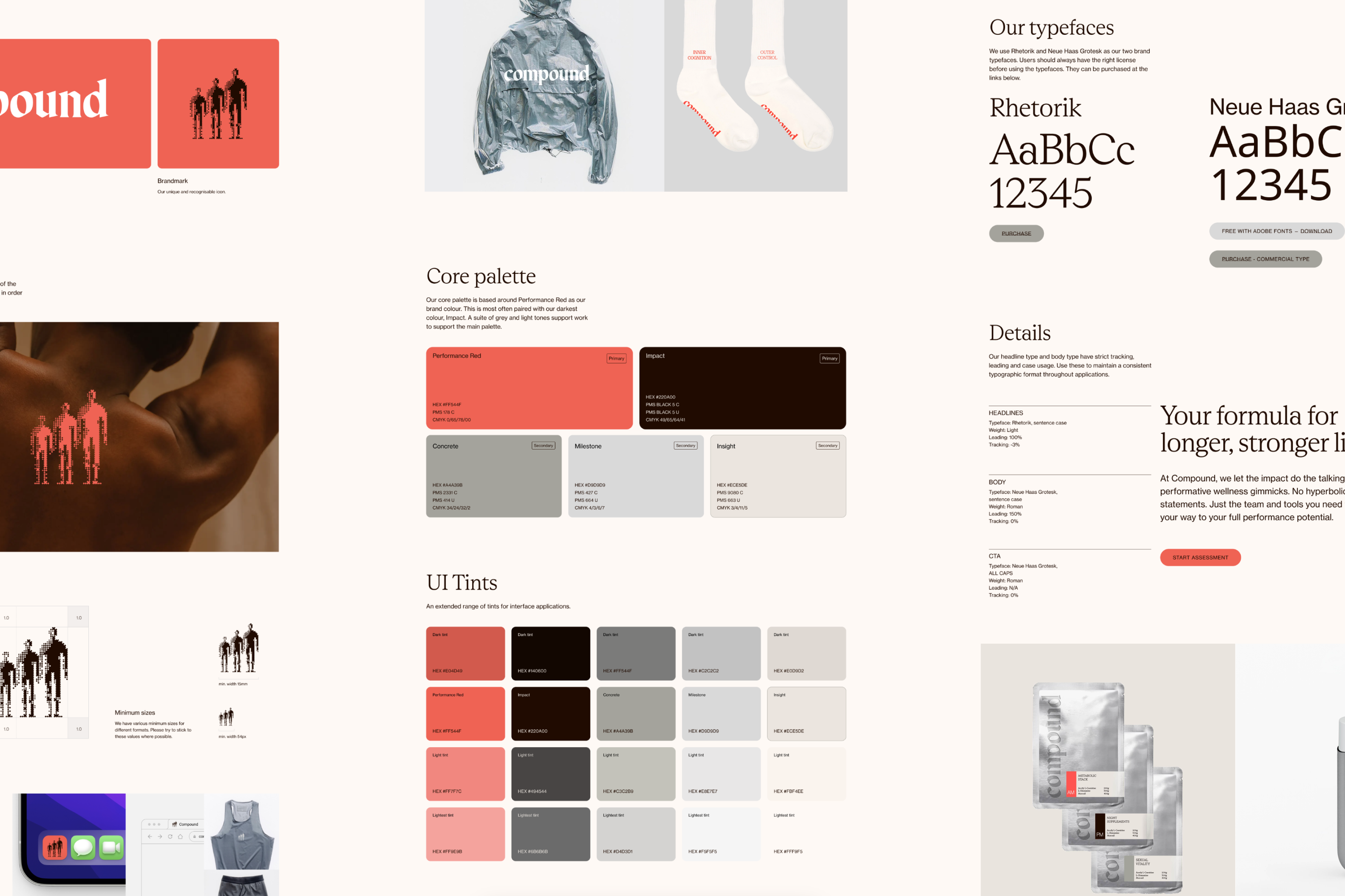 Typefaces, core palette, UI tints and details on branding for one of Eucalyptus' clinics