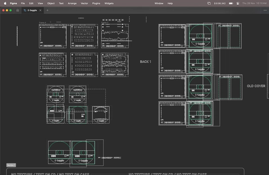 A screenshot of a Figma file with CD case outlines