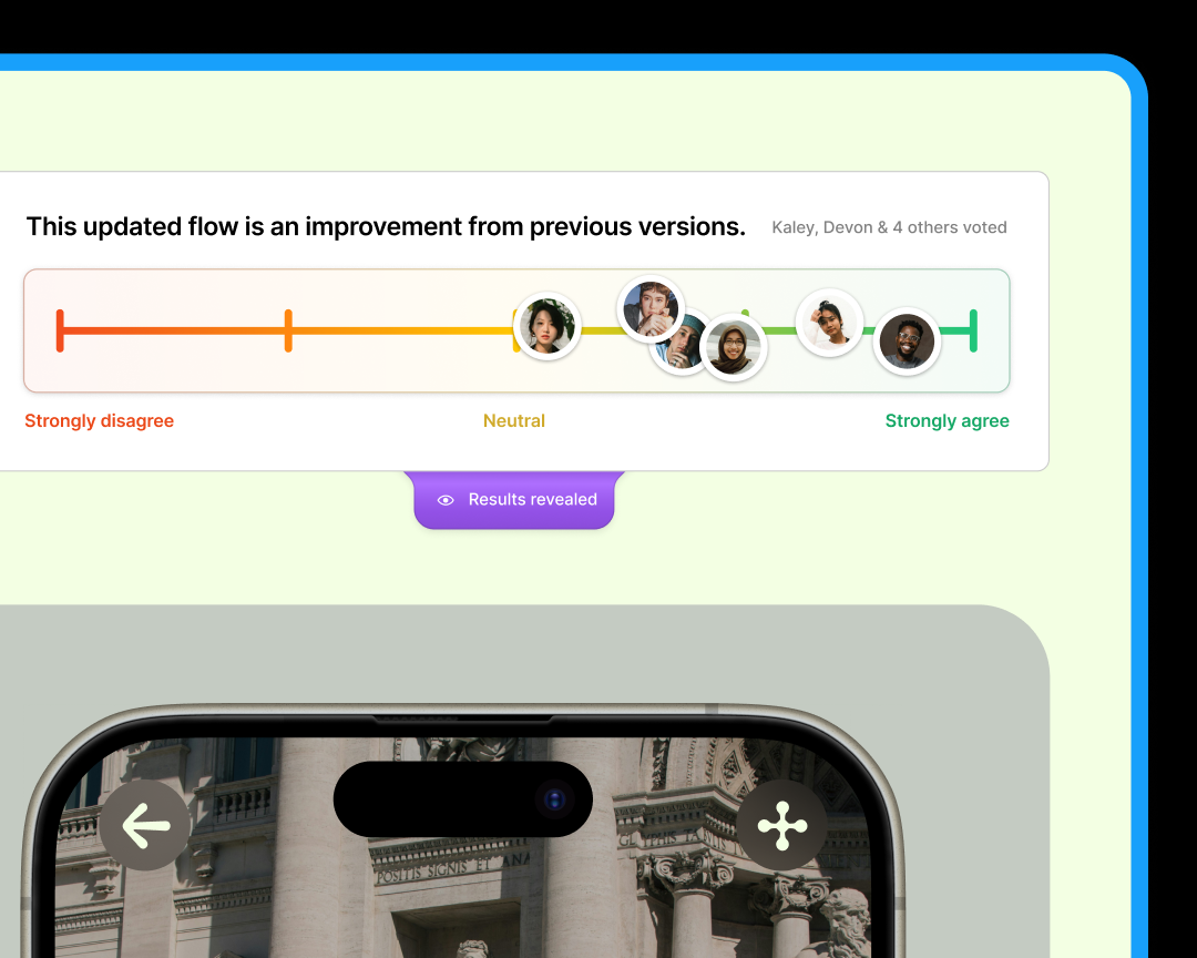 a range of satisfaction with users stamping their faces