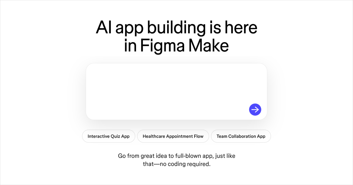 A screenshot of the starting page for Figma Make.