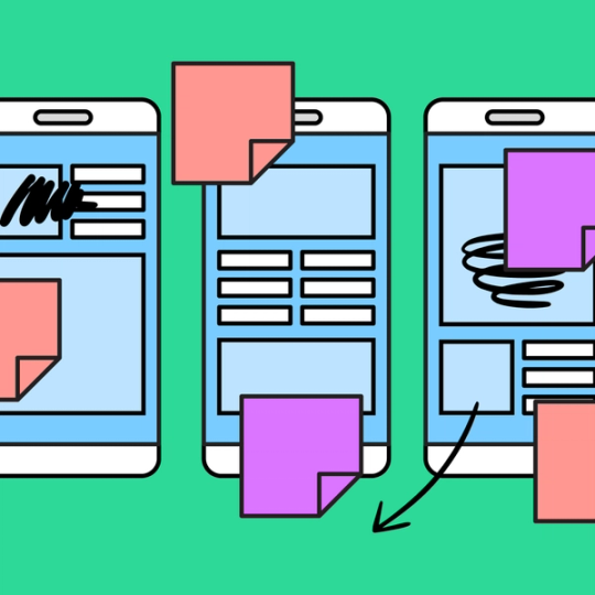 iphone mockup with design scribbles and feedback
