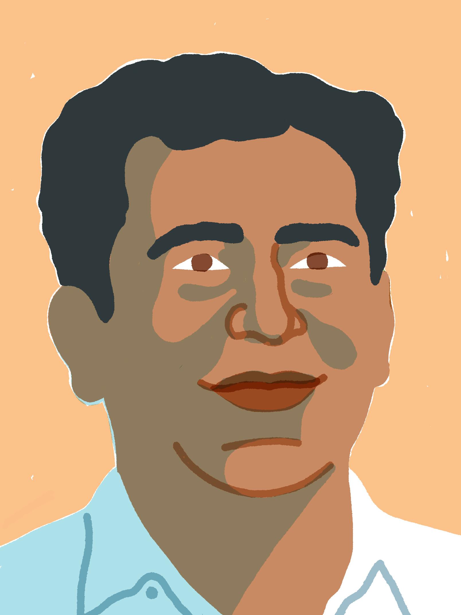 Illustration of a man with short, dark hair