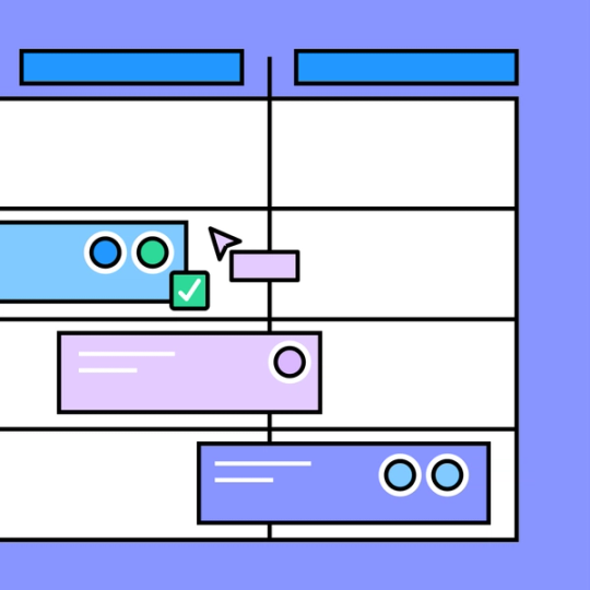 section of a gantt chart with task status indicators