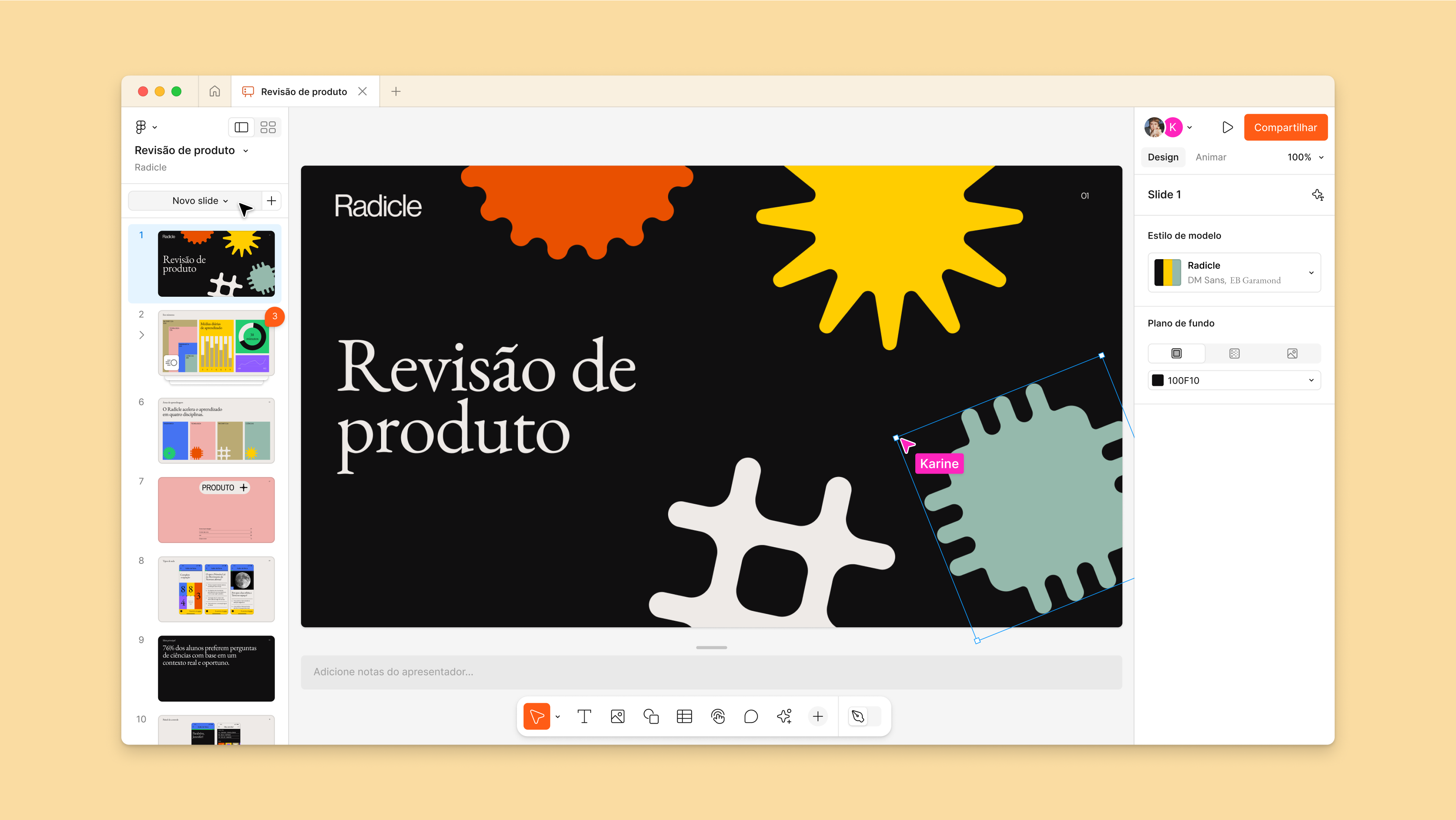 an editing screen in Figma Slides