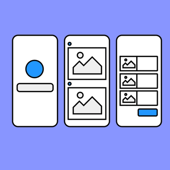 three example iphone screens