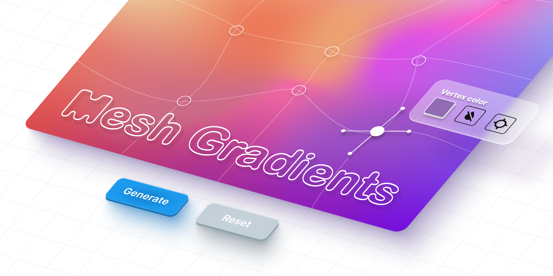 A cover image shows a pink, purple, and orange mesh gradient