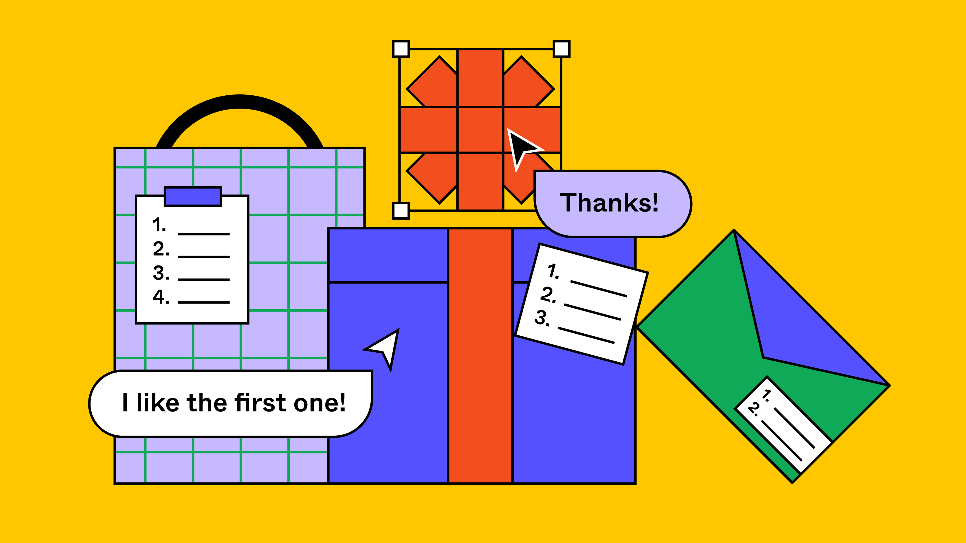 Comments on presents that say, "I like the first one!" and "Thanks!"