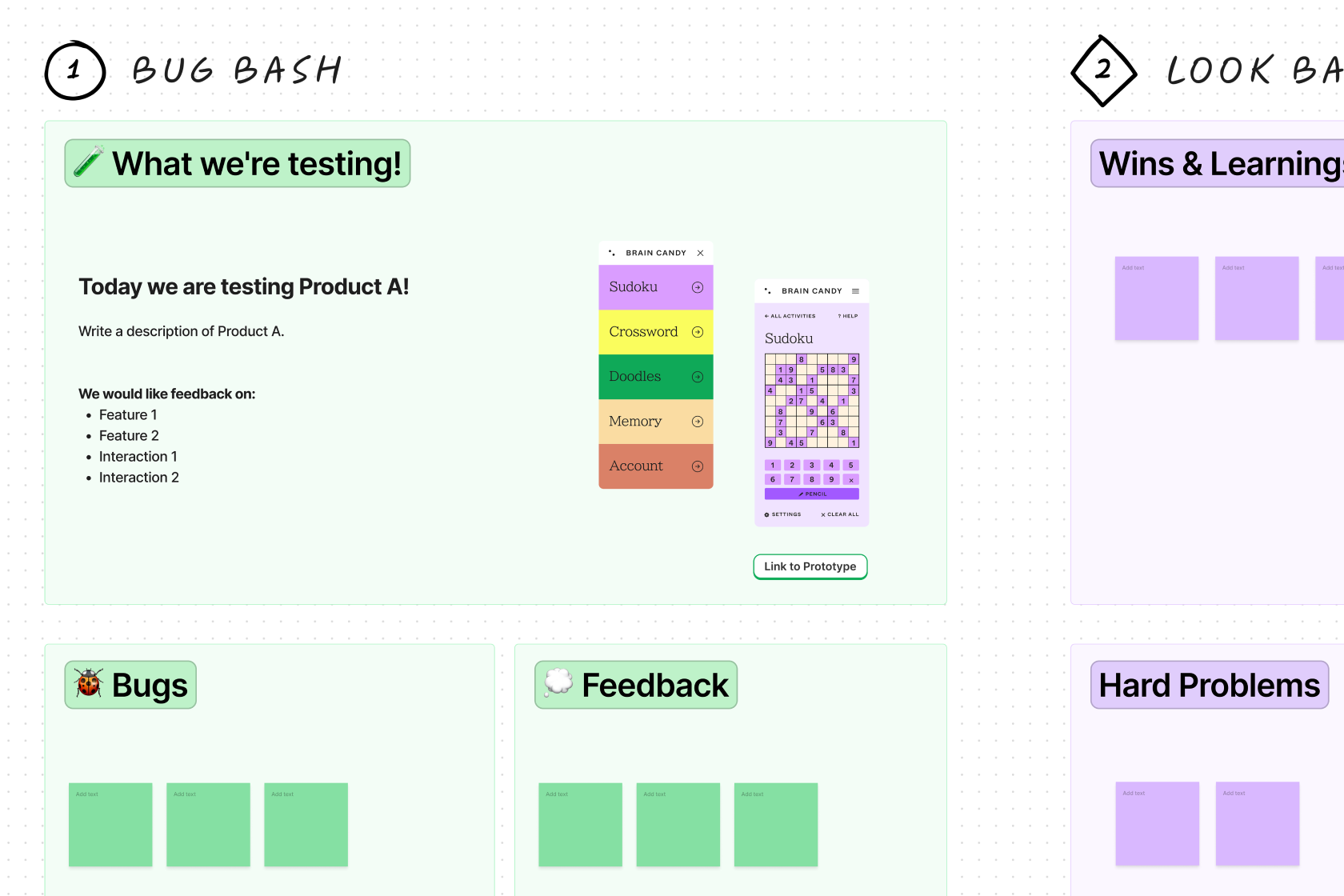 Eine Vorlage für den Team Cooldown zur Nachbesprechung, um das Team über den Verlauf der vergangenen Woche zu informieren