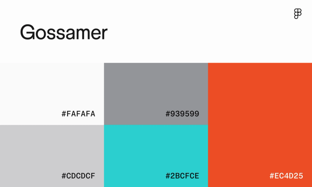 Modern website color scheme with shades of gray, turquoise, and orange.
