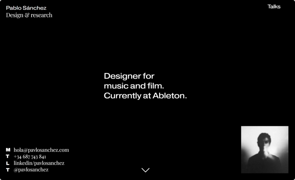 Ein Screenshot der Portfolio-Website von Pablo Sánchez.