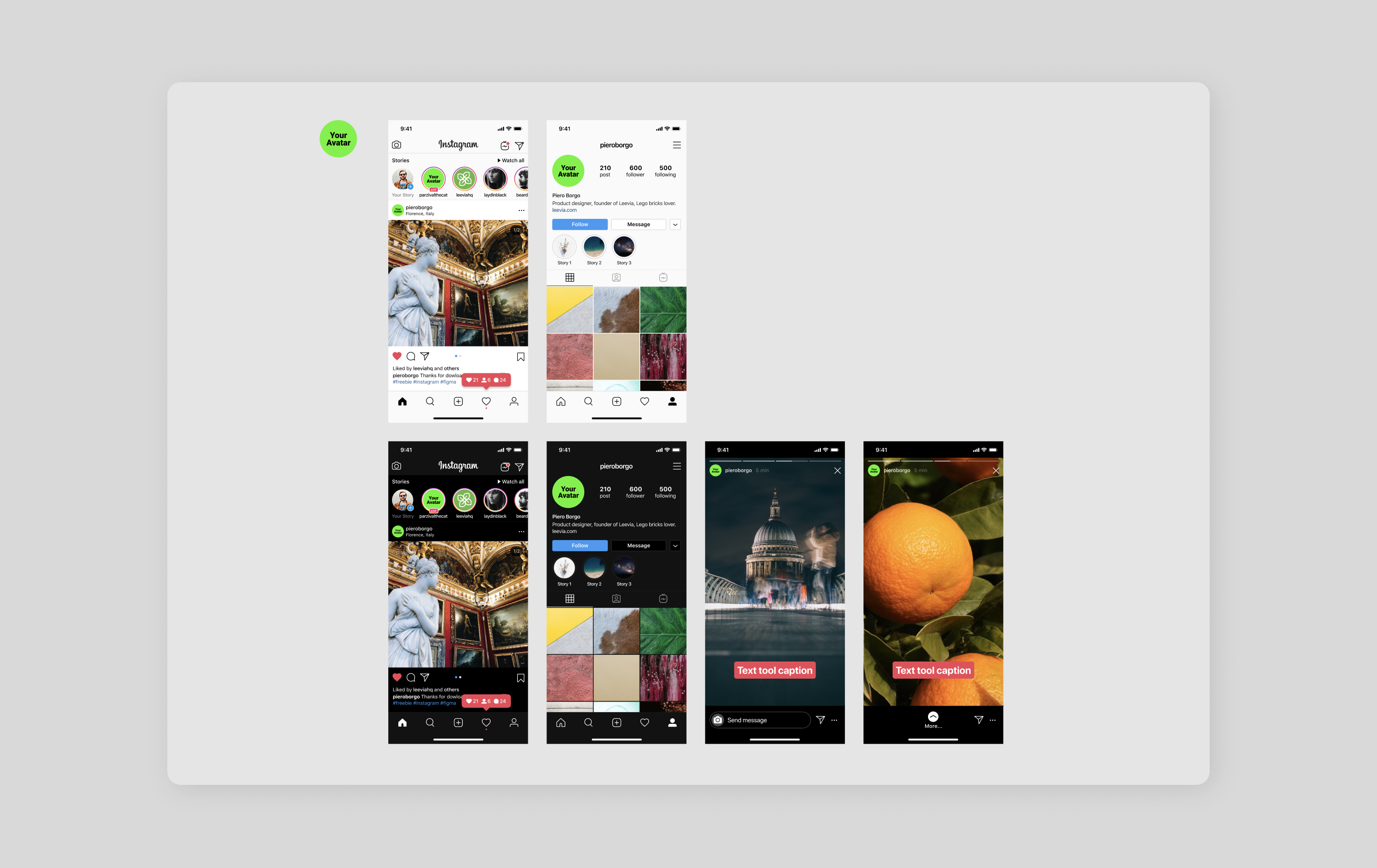 Instagram avatar preview template from the Figma community.