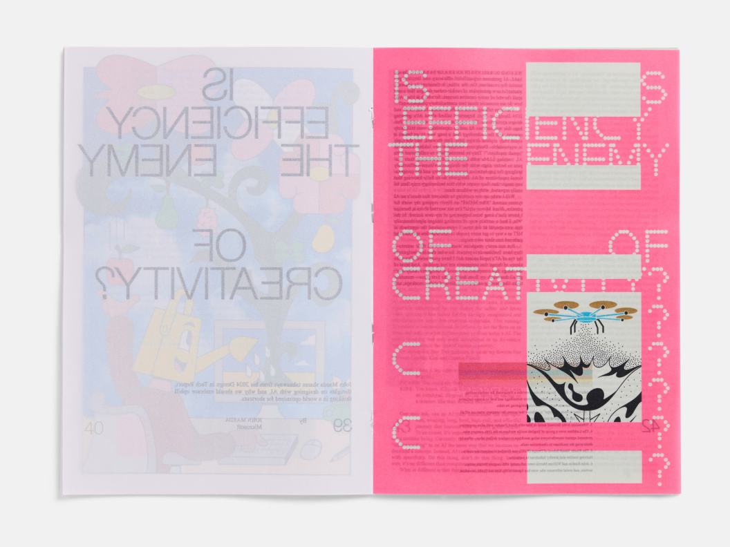 A magazine spread printed on vellum