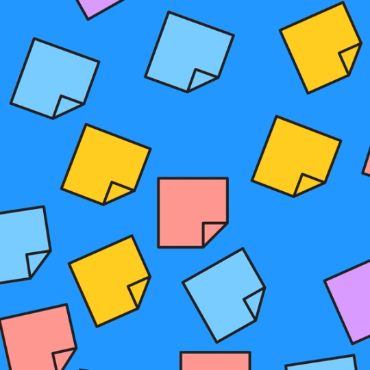 colorful sticky notes in an abstract pattern