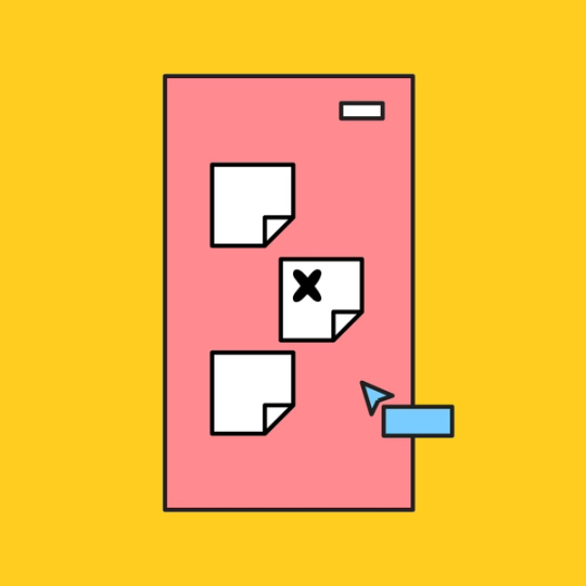 red document with sticky notes overlayed on top over a yellow background