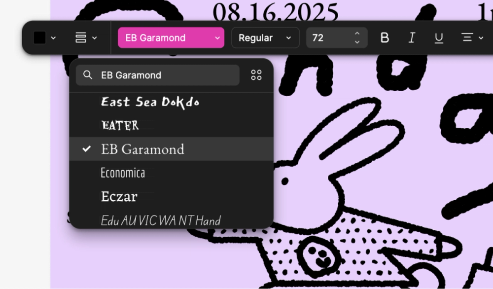 Figma Buzz font toolbar along a Figma flyer template