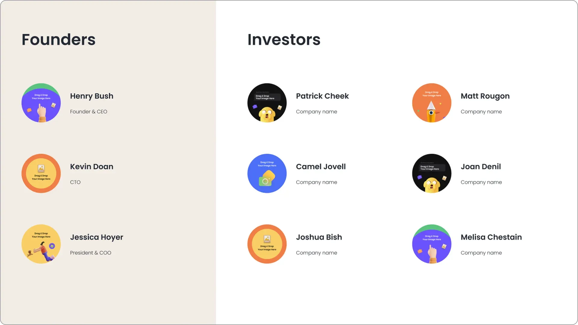 Modello di pitch deck per investitori di Figma.