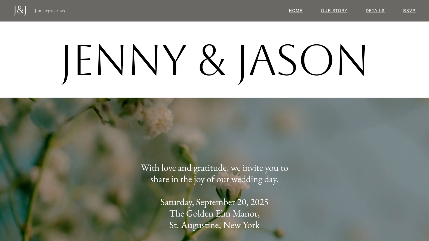 Wedding website template.