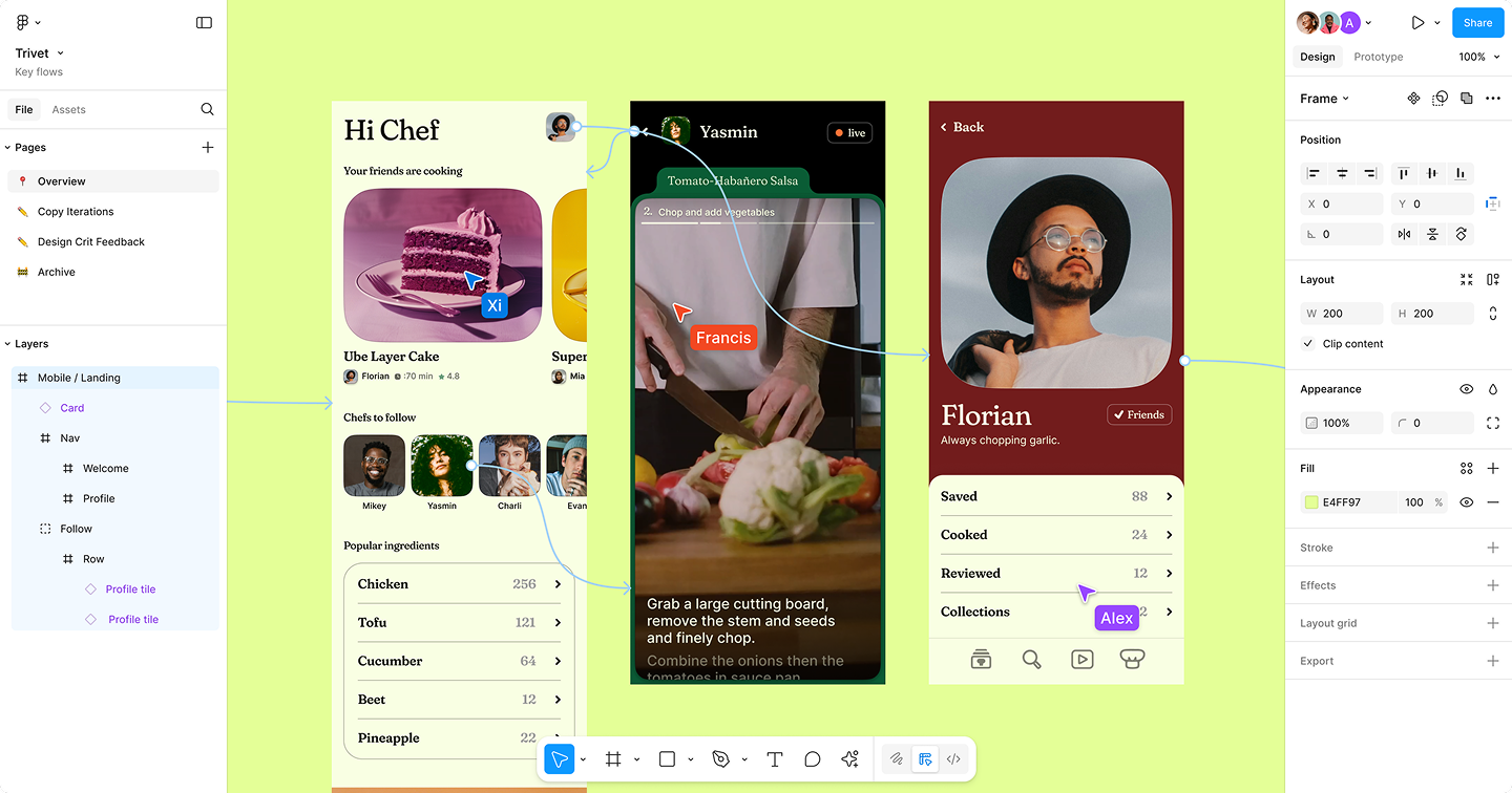 A screenshot of the Figma Design interface, showing a user creating a landing page template.