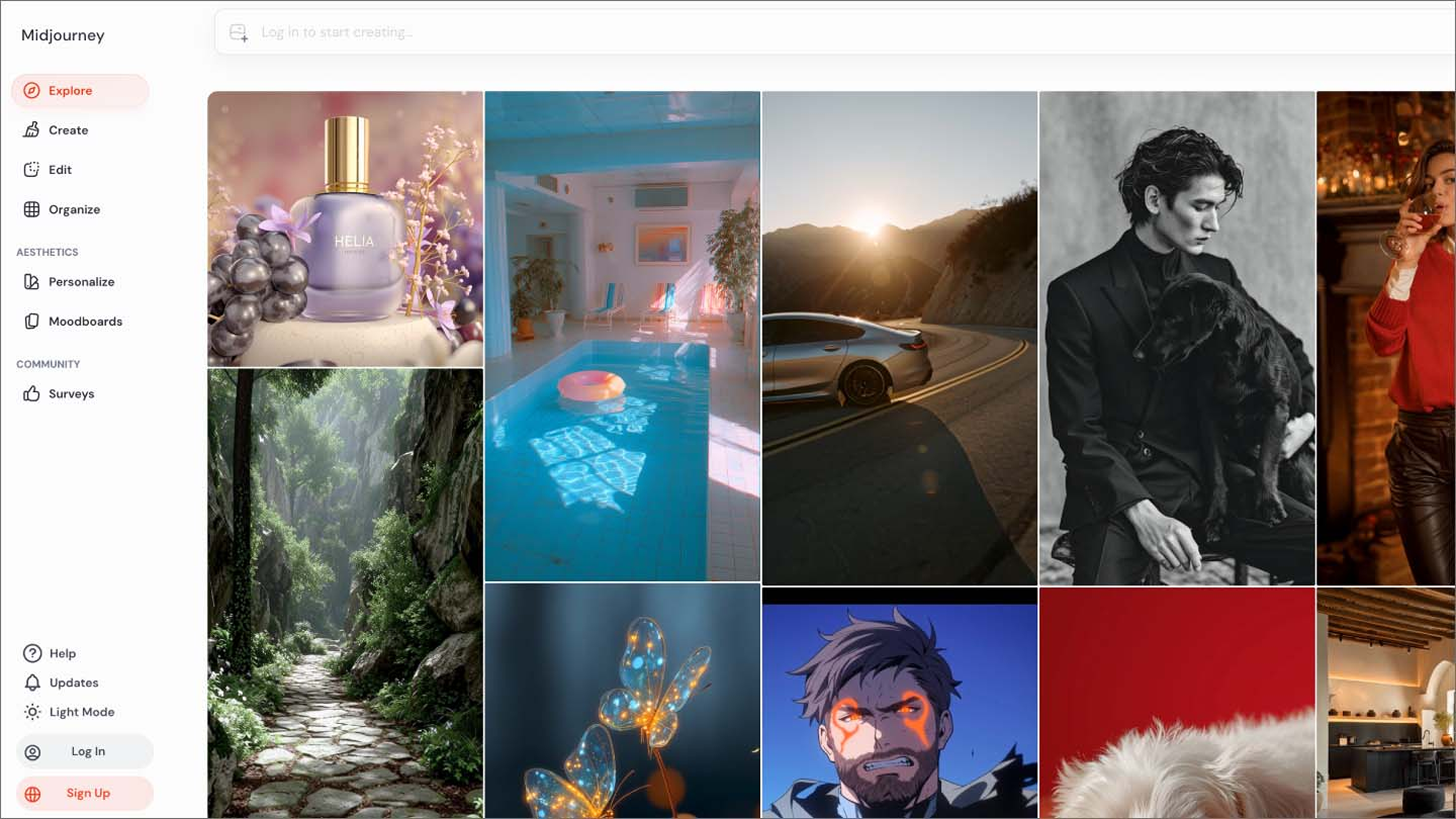 Midjourney AI design tool website