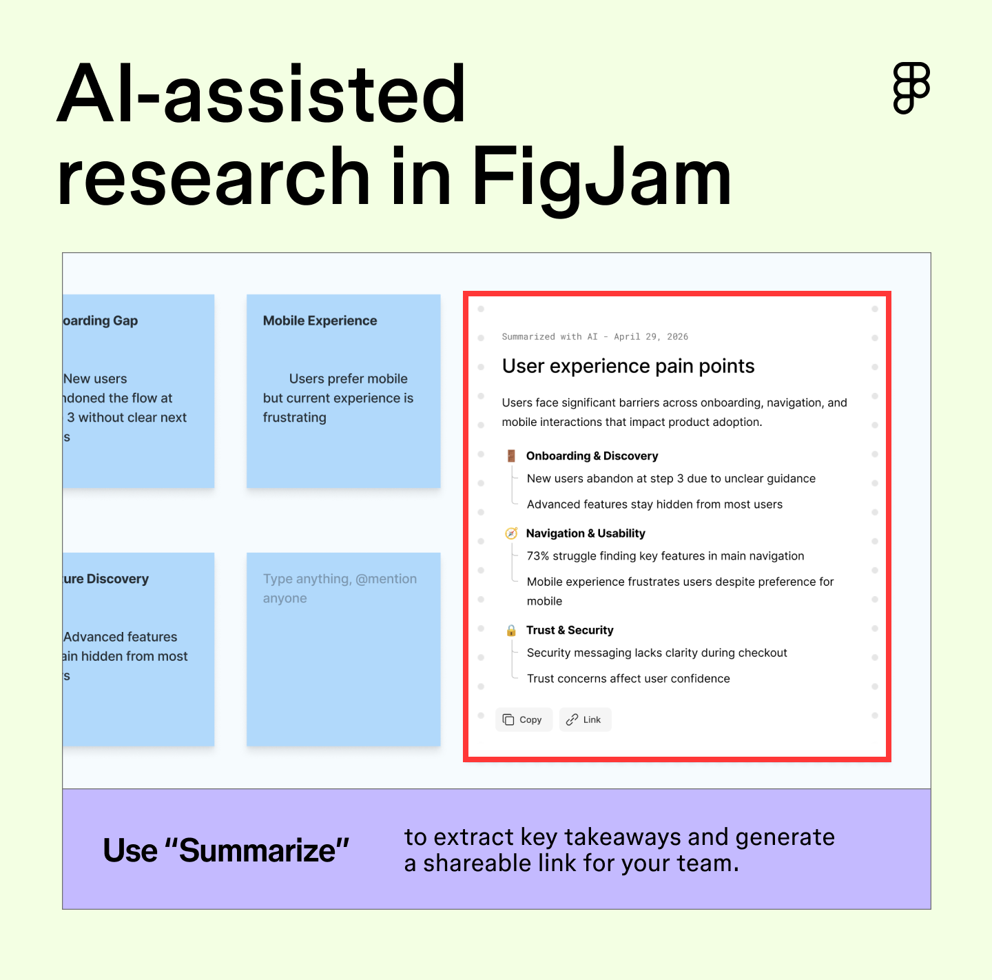 A FigJam screen showing the ‘Summarize’ feature.