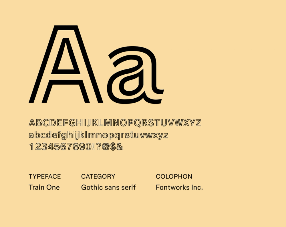 Train One futuristic font example.