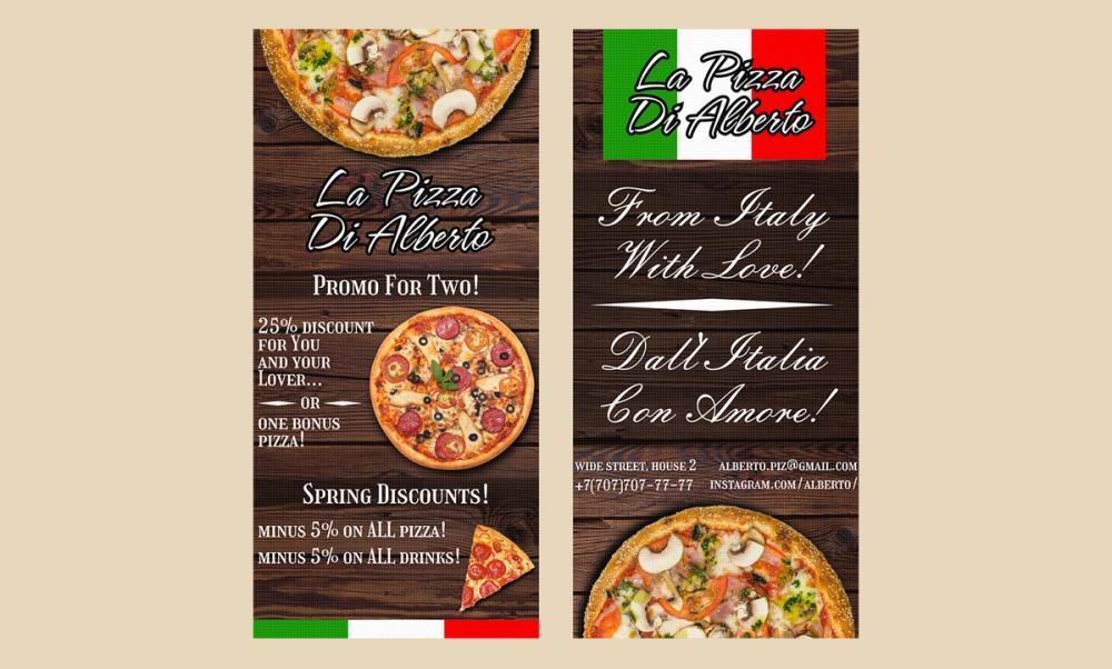 Screenshot of pizzeria promotional brochure