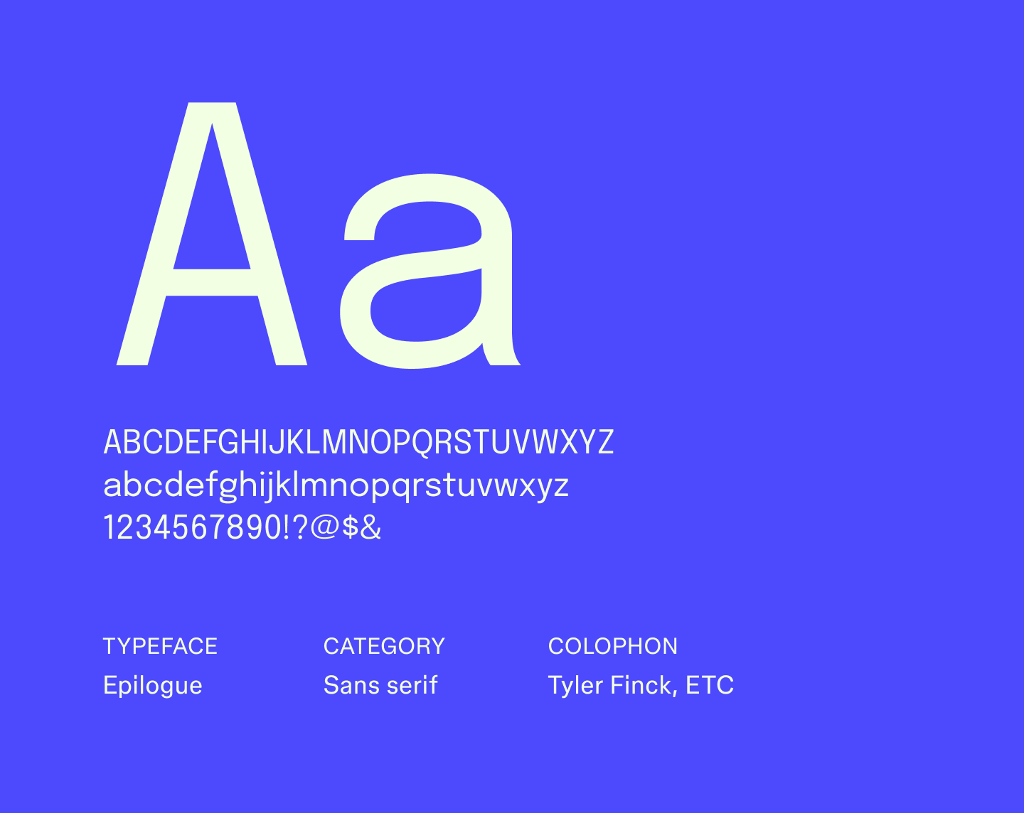 Example text using the sans serif font Epilogue.