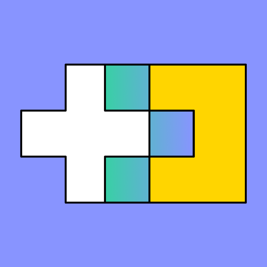 plus symbol overlapping on a square box
