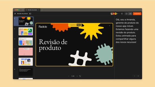 A view of presenter notes in Figma Slides