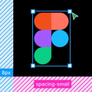 The Figma logo in the process of being selected by a green cursor.