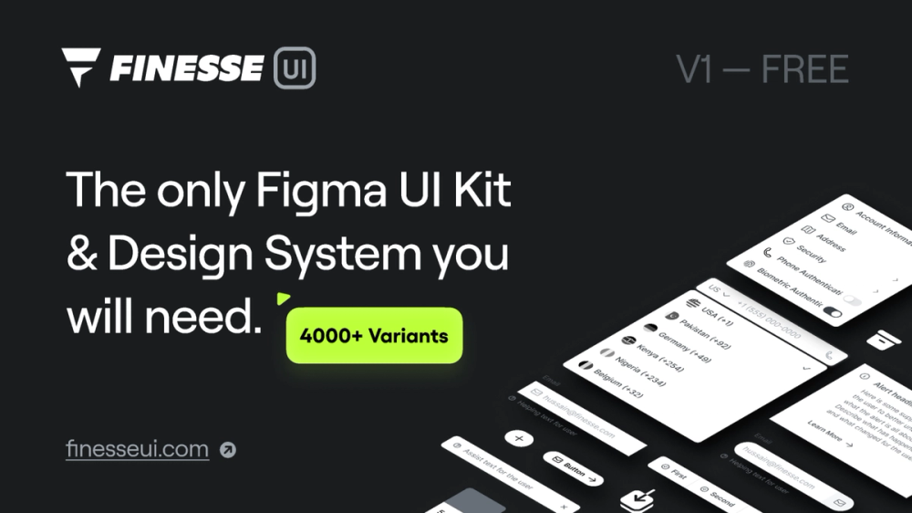 A screenshot of Finesse UI Design System homepage.