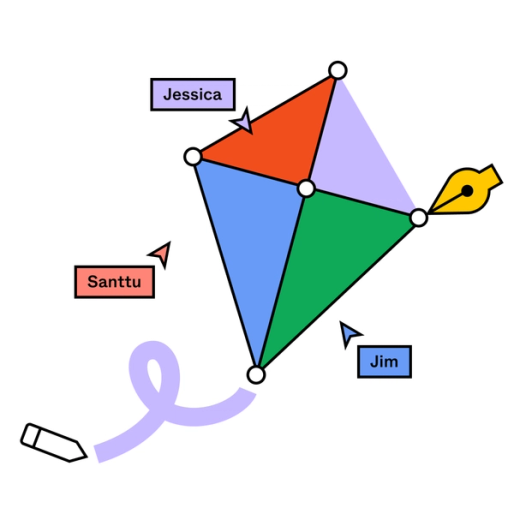 Cursors interacting with a kite illustration