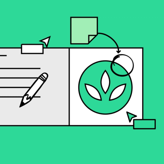 marked up revisions on a brand guidelines mockup