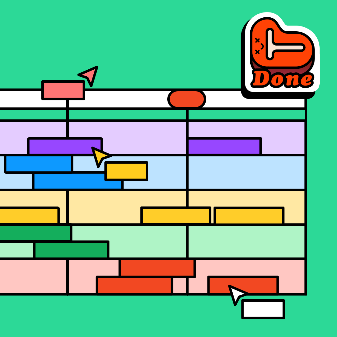 collaboration tools in FigJam on gantt chart