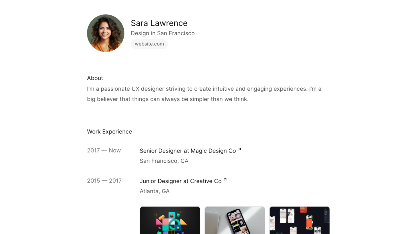 Resume website template.