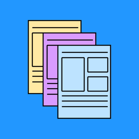 three stacked pieces of paper