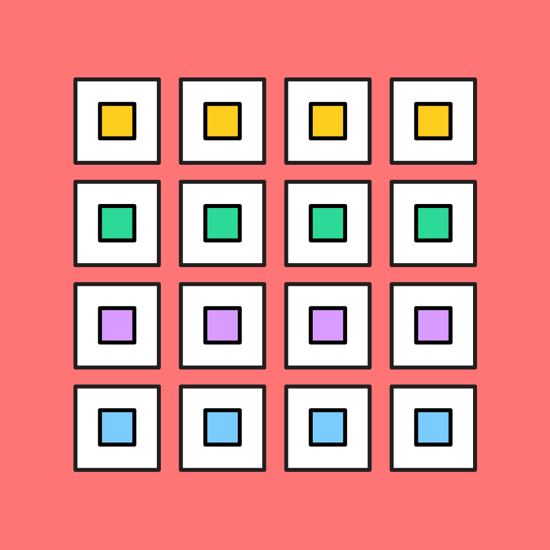colorful grid with sixteen boxes
