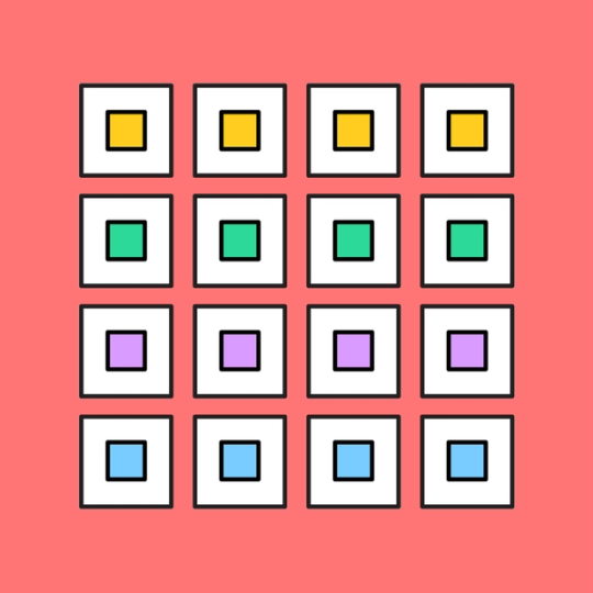 colorful grid with sixteen boxes