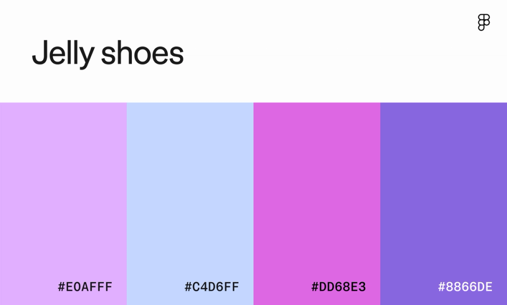 Swatches of soft pink and purples.