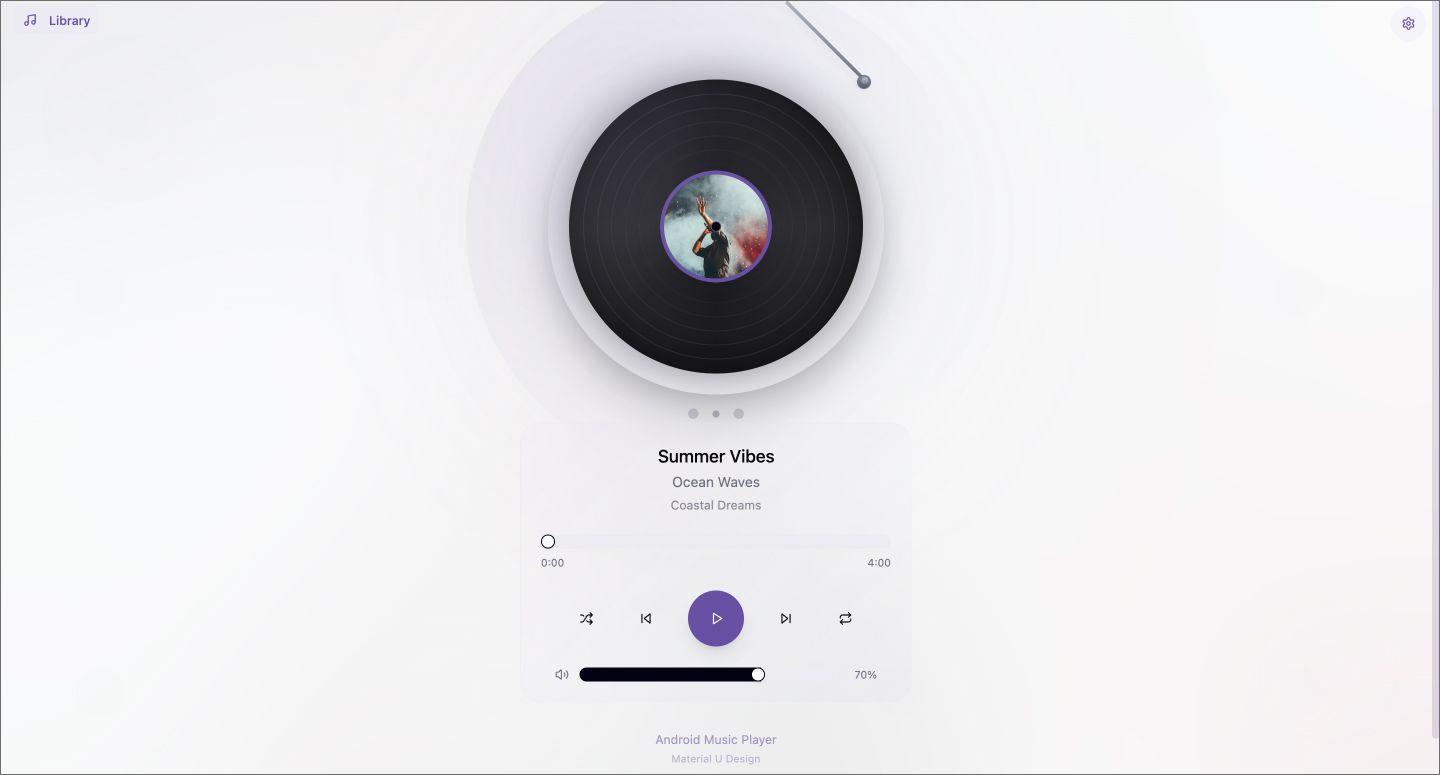 [alt text: Screenshot of an Android music player made using Figma Make.]