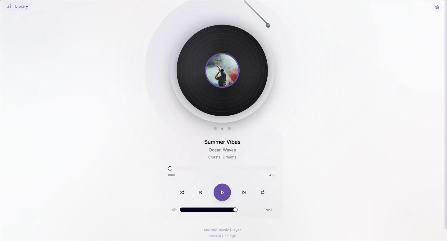 Screenshot eines Android-Musikplayers erstellt mit Figma Make.