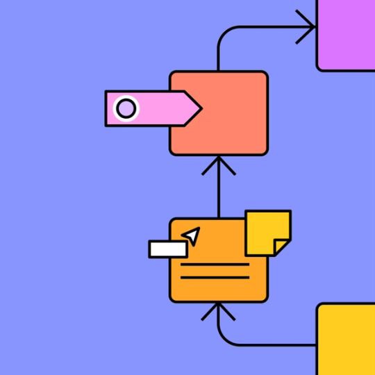 mouse cursor and sticky notes hovering over a fit gap analysis diagram