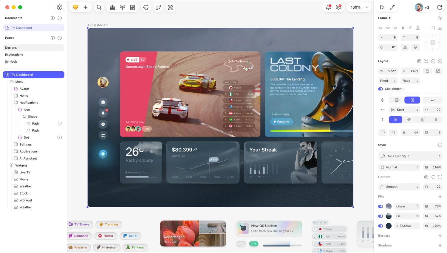 Sketch user interface on a Mac, displaying design components and reusable symbols, relevant for Mac-based visual collaboration and prototyping.