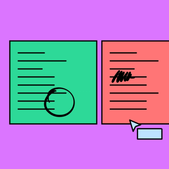 green piece of paper with text and scribbles marking it up