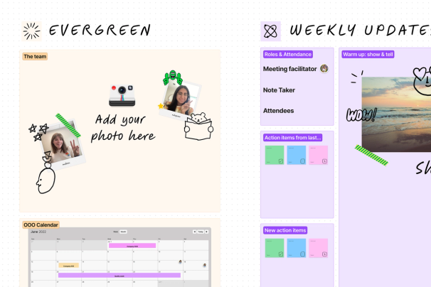 Una plantilla de reunión que los equipos pueden utilizar cada semana para estrechar lazos, expresar agradecimiento y ponerse al día sobre las novedades del proyecto.
