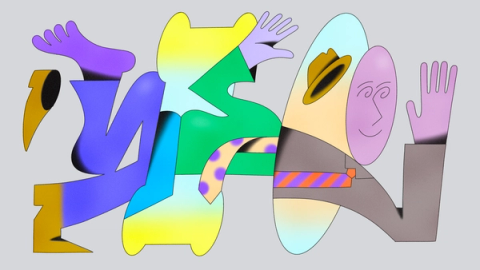 Person getting distorted as they pass through various checkpoints