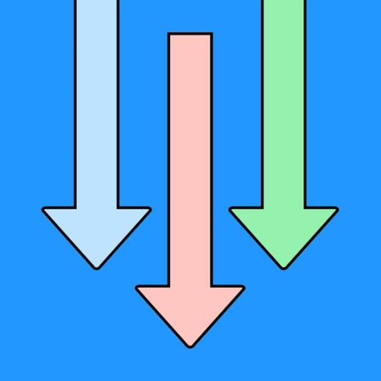 three arrows pointing down