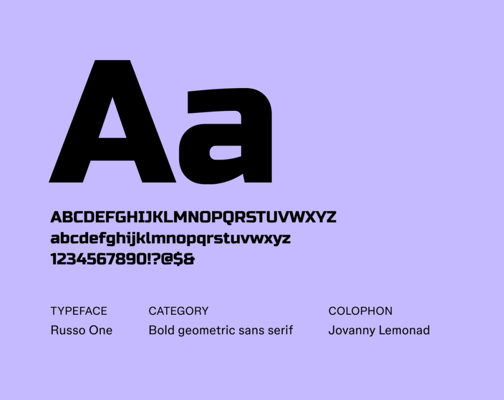 Russo One futuristic font example.