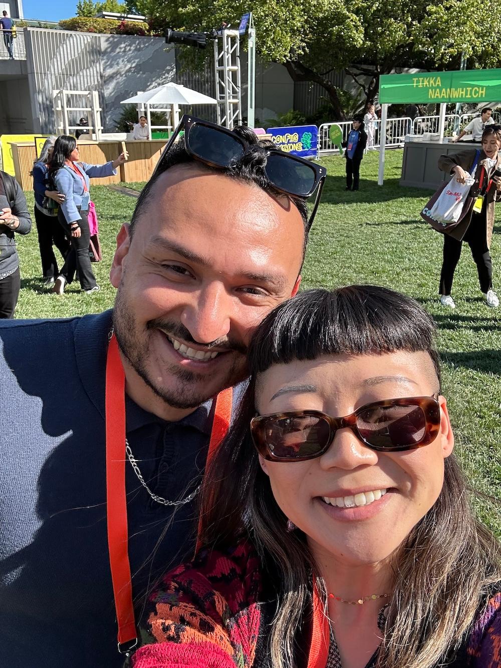 A selfie of two people smiling